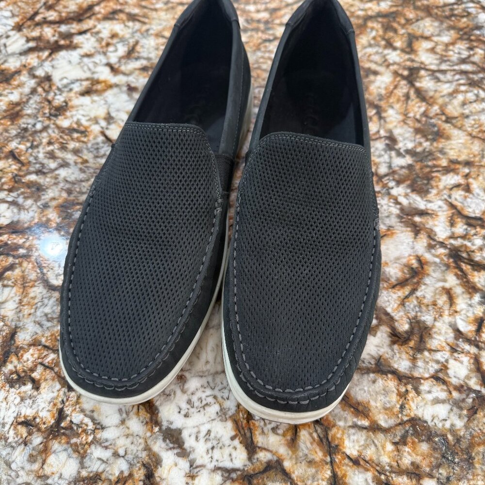 ECCO S-Lite Moc Men’s nubuck moccasin Black Leather Slip-On Loafers,  EU 44